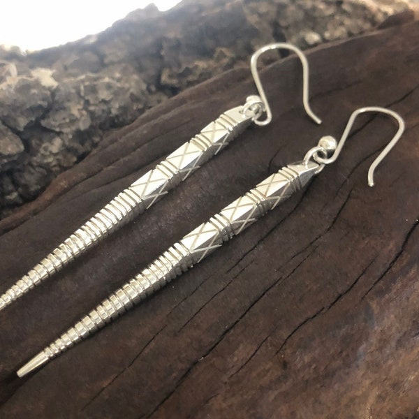 Ndebele Silver Spike Dangle Earrings Made in Zimbabwe