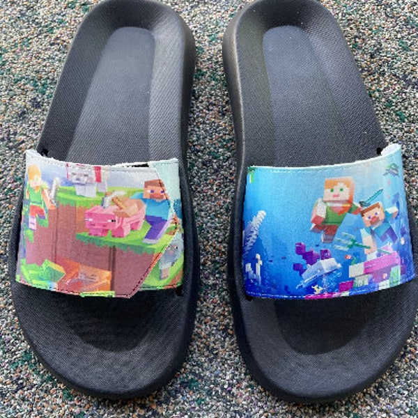 Custom Handmade Personalized Poly Leather Slides,Open Toe Flip Flops,Slide Basketball,Baseball,Football Shower Shoes, ,Holiday Gift Item