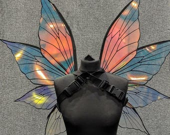 Moving Fairy Wings, app-controlled animatronic Cosplay Wings, iridescent costume wings, handmade to order! Electric motion. Lifelike motion.