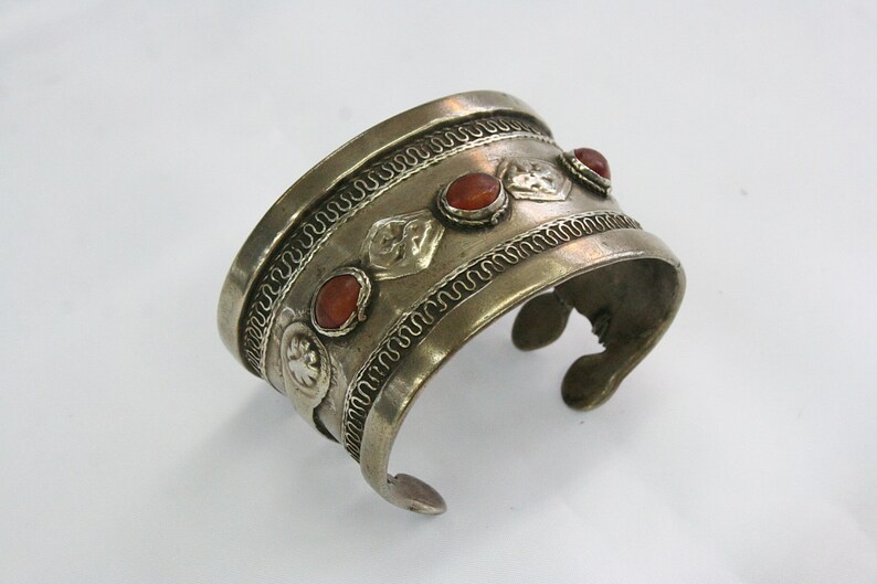 Silver Bracelet Turkoman Cuff Bracelet Carnelian Jewelry | Etsy