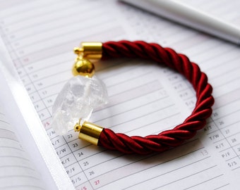 Crystal bracelet, raw crystal, yoga bracelet, quartz bracelet, Handmade Gift, red bracelet, handmade bracelet, gift for her, Christmas gift