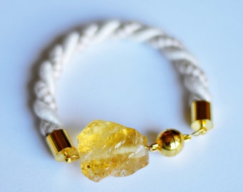 Citrine bracelet, raw crystal, gift for her, citrine bracelet, November birthstone, Handmade Gift, crystal bracelet, Christmas gift