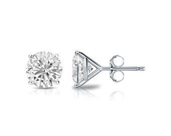0.5 to 2 cttw. Solitaire Diamond Stud Earrings in 14k gold, with Lab Grown Diamond, 4-Prong Martini Setting