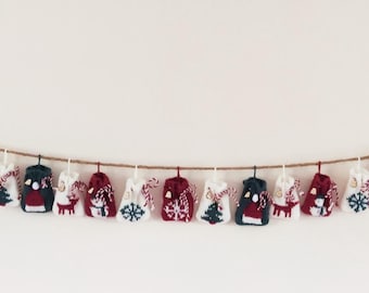 Nikolaussäckchen Adventskalender Girlande - Strickmuster - Weihnachtsgeschenk