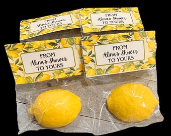 Lemon Shaped Soap Party Favors | Main Squeeze Shower Favors for your Lemon Themed " She Found Her Main Squeeze " bridal shower