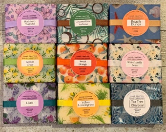 Homemade Artisan Soap Bars, gift wrapped for your Self-Care, Thank You gift for Mom on Mother's Day, gift for her or gift for him