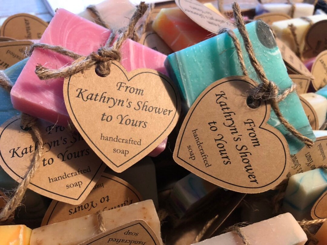 Twine Wrapped Mini Soap Shower Favors W Custom Heart Shaped Etsy