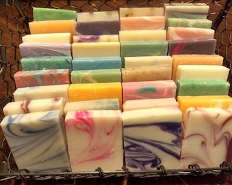70 assorted mini soap party favors, bridal shower gifts for guests, unwrapped Bulk guest size 1oz small soap bars, variety