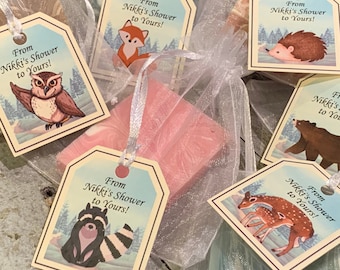 Woodland Animal Mini Soap Favors: Custom Baby Shower Gifts