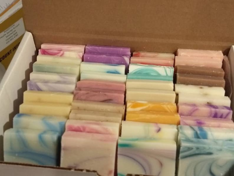 Mix 25 mini Soaps Baby Shower Favors, wrapped or unwrapped, small guest size soap bars wedding gifts for guests, bridal party bulk wholesale image 2