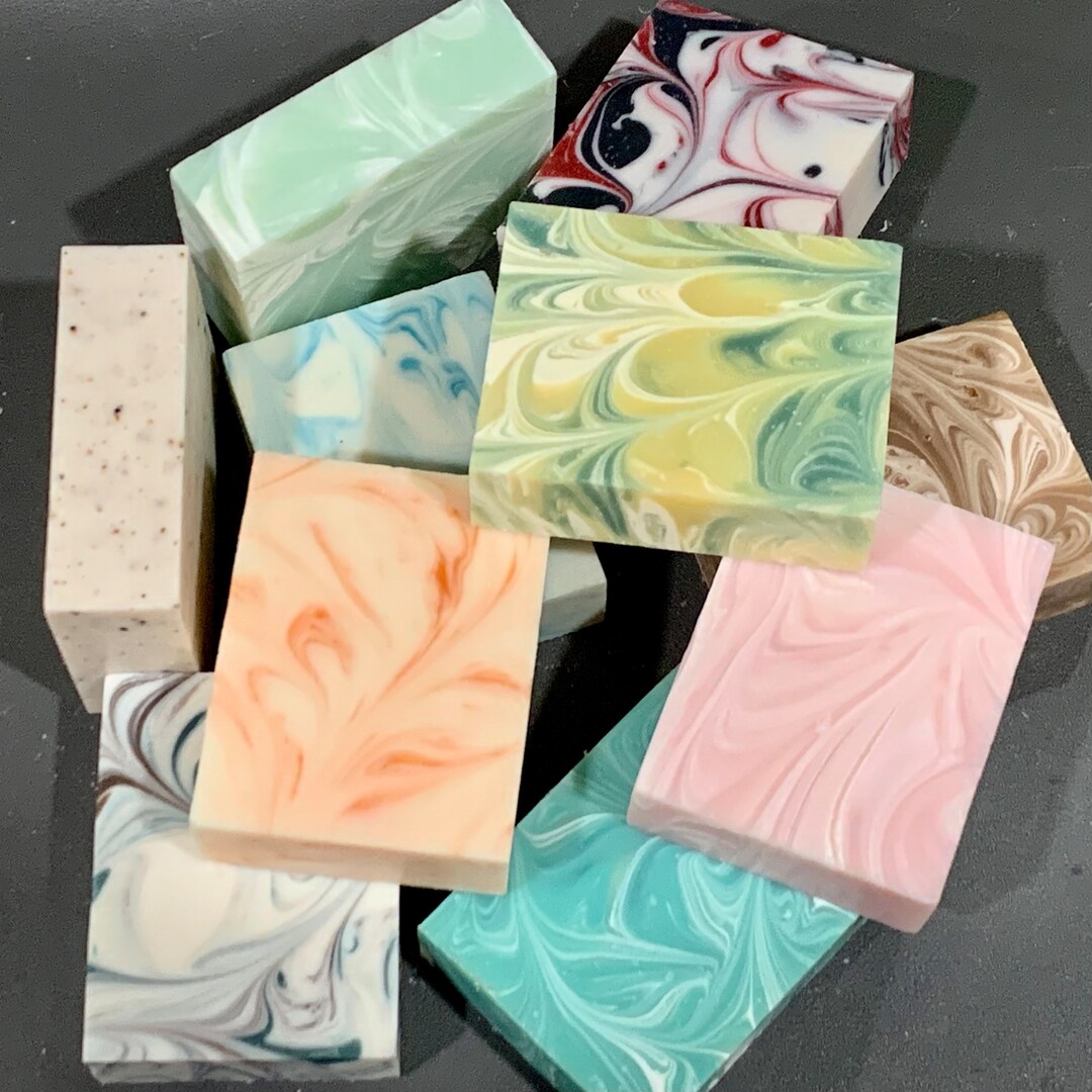 Set of 10 Full Size Large Soap Bars, Bulk Unwrapped Cold Processed
