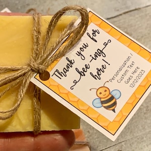 Honey Bee Mini Soap Favors: Custom Tagged Party Gifts