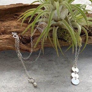 Collier Triple Paillettes en Argent Sterling, Collier Charme En Argent Sterling, Collier Cercle En Argent Sterling, Collier Délicat