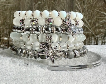 Winter Wonderland Bracelet Stack with Sparkling Charms, available individually or as a set.