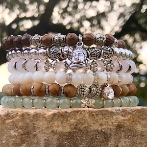 Spring Fling Bracelet Stack, Beaded Bracelet Set, Stackable Bracelets, Layering Bracelets, Boho Bracelets, Charm Bracelets