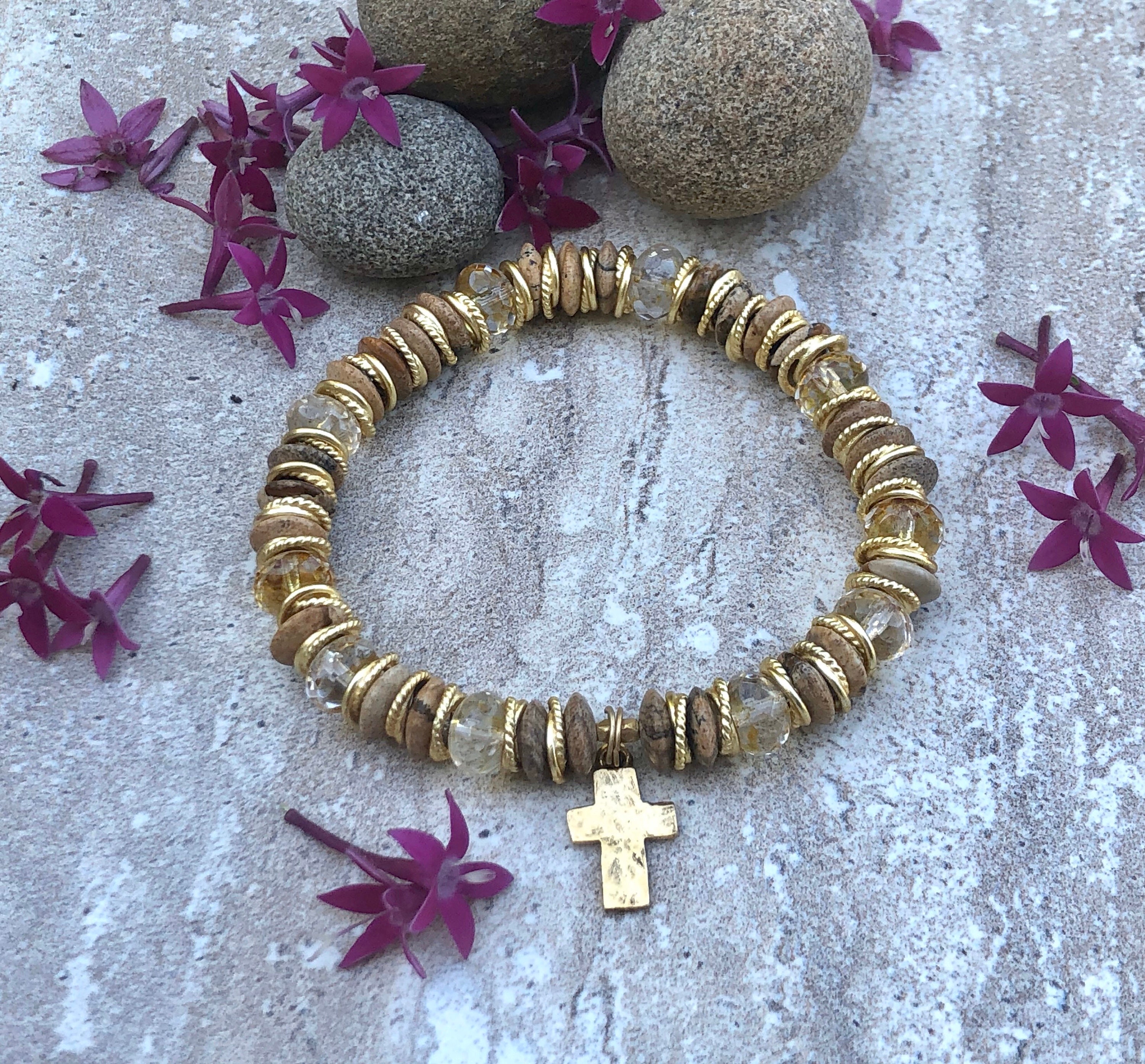 Bracelet rustic Cross en anglais Bracelet de charme en Etsy