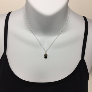 Personalized Necklace, Onyx and Silver Necklace, Delicate Necklace, Pendant Necklace, Sterling Necklace, Charm Necklace