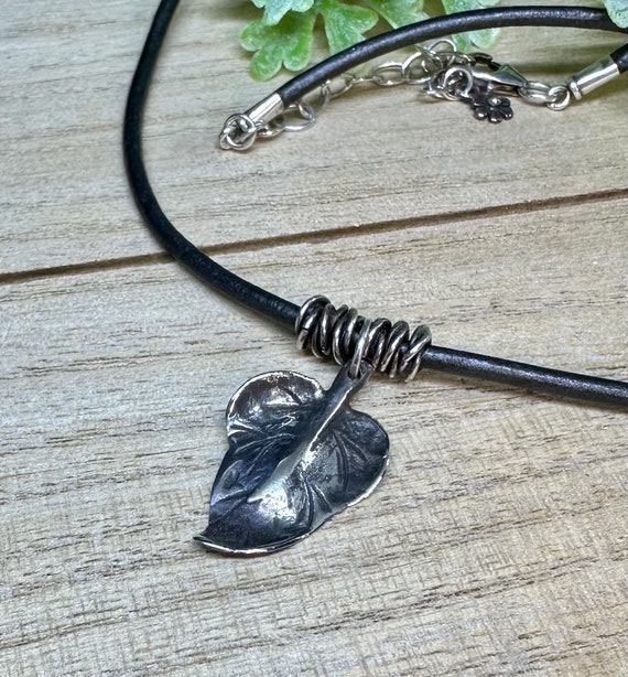 Choker Necklace Black Leather and Sterling Silver - Adjustable Length Choker Necklace Black Leather and Sterling Silver - Adjustable Length