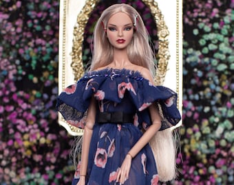 poppies flower dress for fashion royalty , Poppy Parker, Silkstone Barbie, fr2 , 12'' Fashion Doll , Fr1 ,fr2