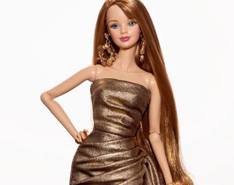 Golden Hour Glamour dress for Rimdoll and 12" fashion doll same size .