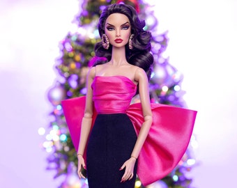 black pink dress for fashion royalty , Poppy Parker, Silkstone Barbie, fr2 , 12'' Fashion Doll , Fr1, fr2