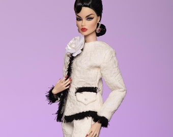 White tweed suit for Rimdoll and 12'' Fashion Doll same size
