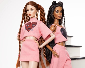 pink sporty outfit for fashion royalty , Poppy Parker , Silkstone Barbie , fr2 , 12'' Fashion Doll