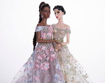 crytal rose dress for Rimdoll and 12'' Fashion Doll same size