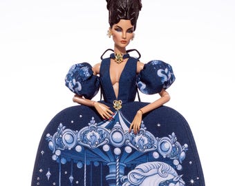 Midnight Carousel dress for Rimdoll and 12'' Fashion Doll same size