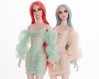 cocktail Jurk voor mode royalty, poppy parker, barbie silkstone, mode pop 12, mode pop 16 dezelfde grootte