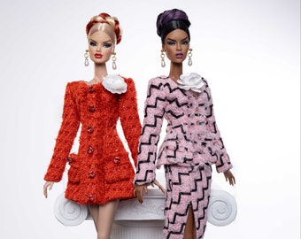 Handmade 10.5 teen sister fashion doll fit Skipper clothes - Hot Pink and  Black Animal Print Dress