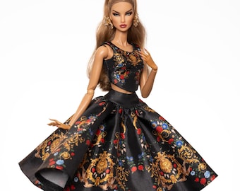 Vestido rosa rococó para Rimdoll y muñeca de moda de 12" del mismo tamaño