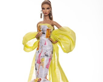 Rosettklänning för Rimdoll och 12'' Fashion Doll samma storlek