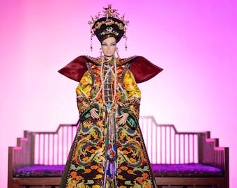 dragon robe emperor for for fashion royalty , Poppy Parker, Silkstone Barbie, fr6, nuface, Fr1 , fashion doll 12" same size