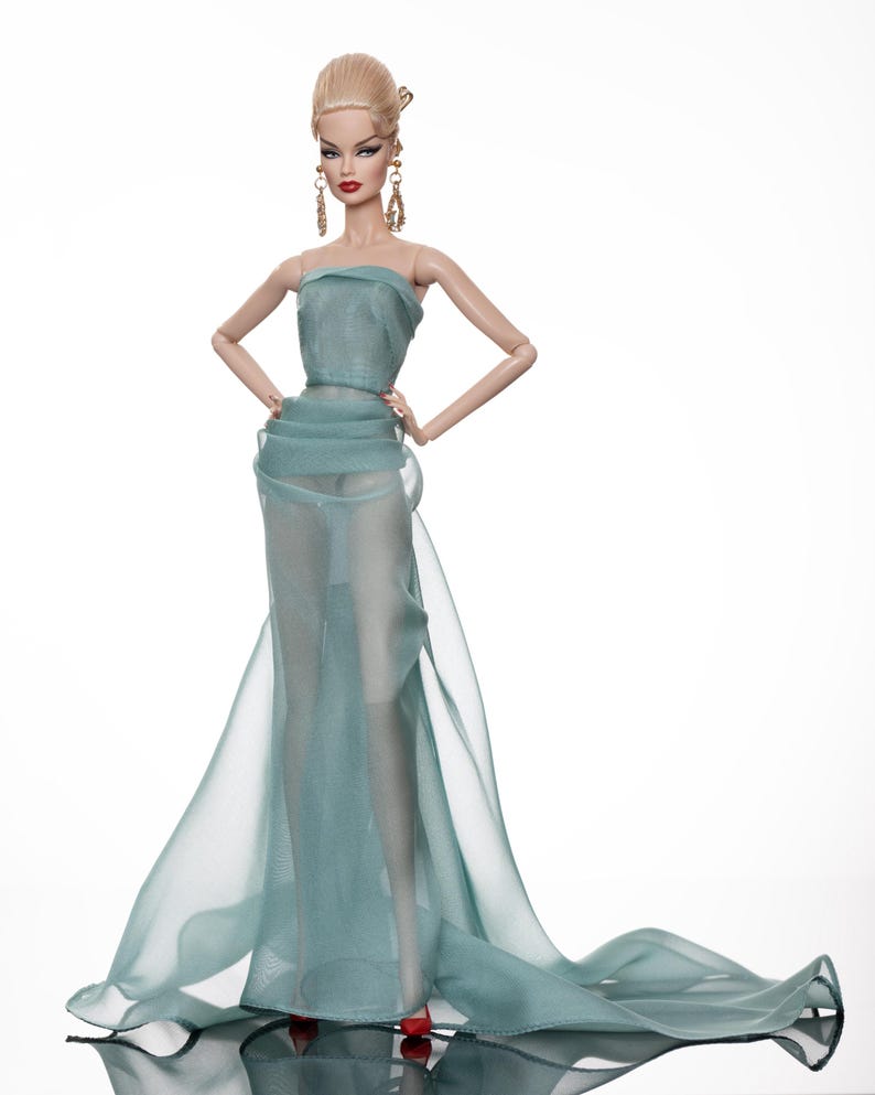 Mint Green Chiffon Dress for Rimdoll and 12'' Fashion Doll Same Size