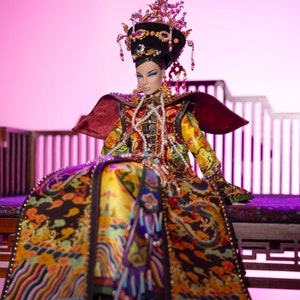 oriental queen dress for for fashion royalty , Poppy Parker, Silkstone Barbie, fr6, nuface, Fr1 , fashion doll 12 same size image 5