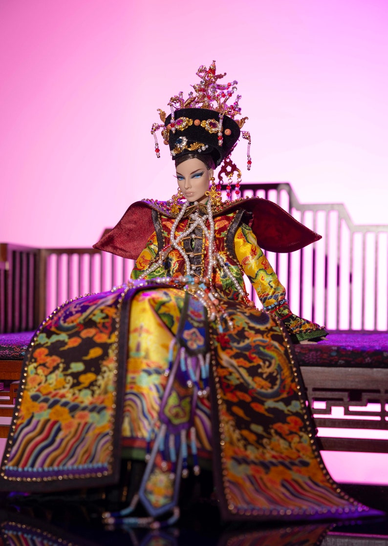 oriental queen dress for for fashion royalty , Poppy Parker, Silkstone Barbie, fr6, nuface, Fr1 , fashion doll 12 same size image 5