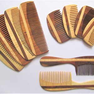 Wooden Hair Comb Beard Comb Anti Static Fine tooth or Wide tooth, 5th Wedding Anniversary gift