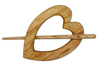 Handmade Wooden Heart Hair Barrette, Reclaimed Timber, 5th Anniversary