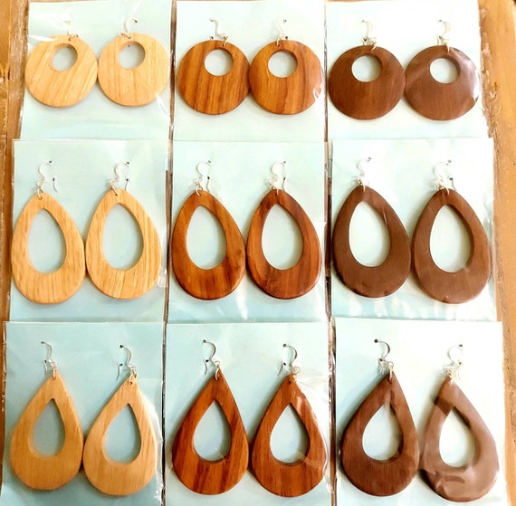 Natural shop wood earrings