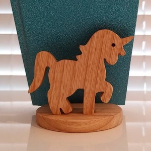 Wooden ring holder, mobile phone stand, Gift for girls, Wooden tablet Stand, Unicorn Gift, Unicorn Ring holder image 1