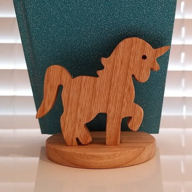 Wooden ring holder, mobile phone stand, Gift for girls, Wooden tablet Stand, Unicorn Gift, Unicorn Ring holder image 1