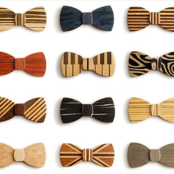 Wooden Bow Tie - Handmade & Veneered - not laser cut