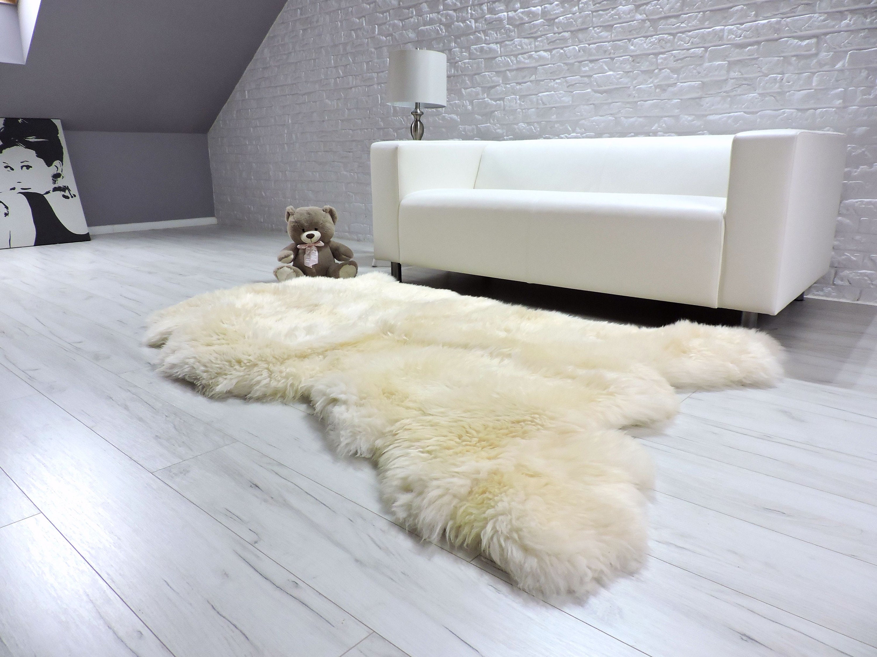Sheepskin rug white bear skin rug shag rug fur rug area Etsy