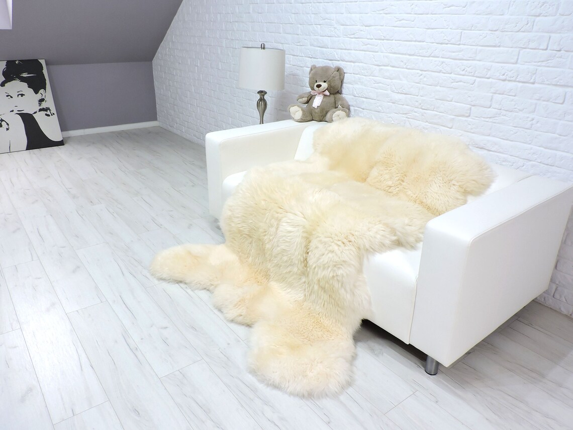 Sheepskin rug white bear skin rug shag rug fur rug area Etsy