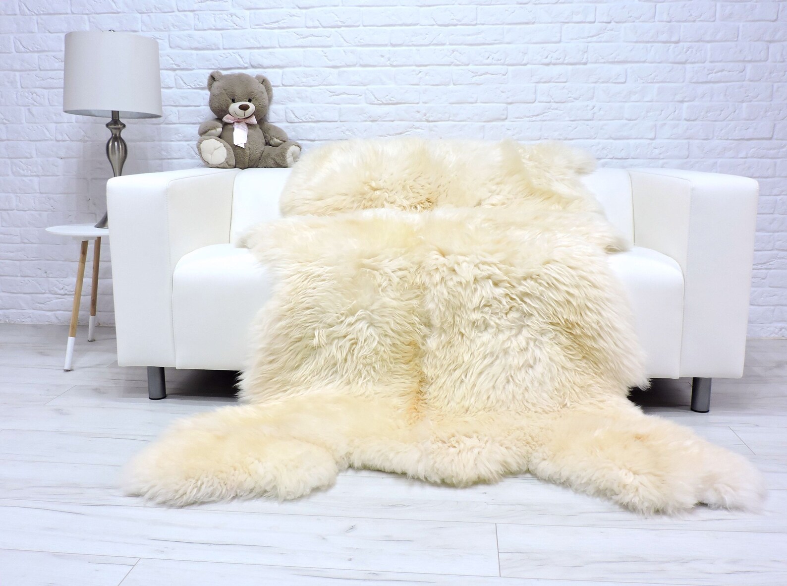 Sheepskin rug white bear skin rug shag rug fur rug area Etsy