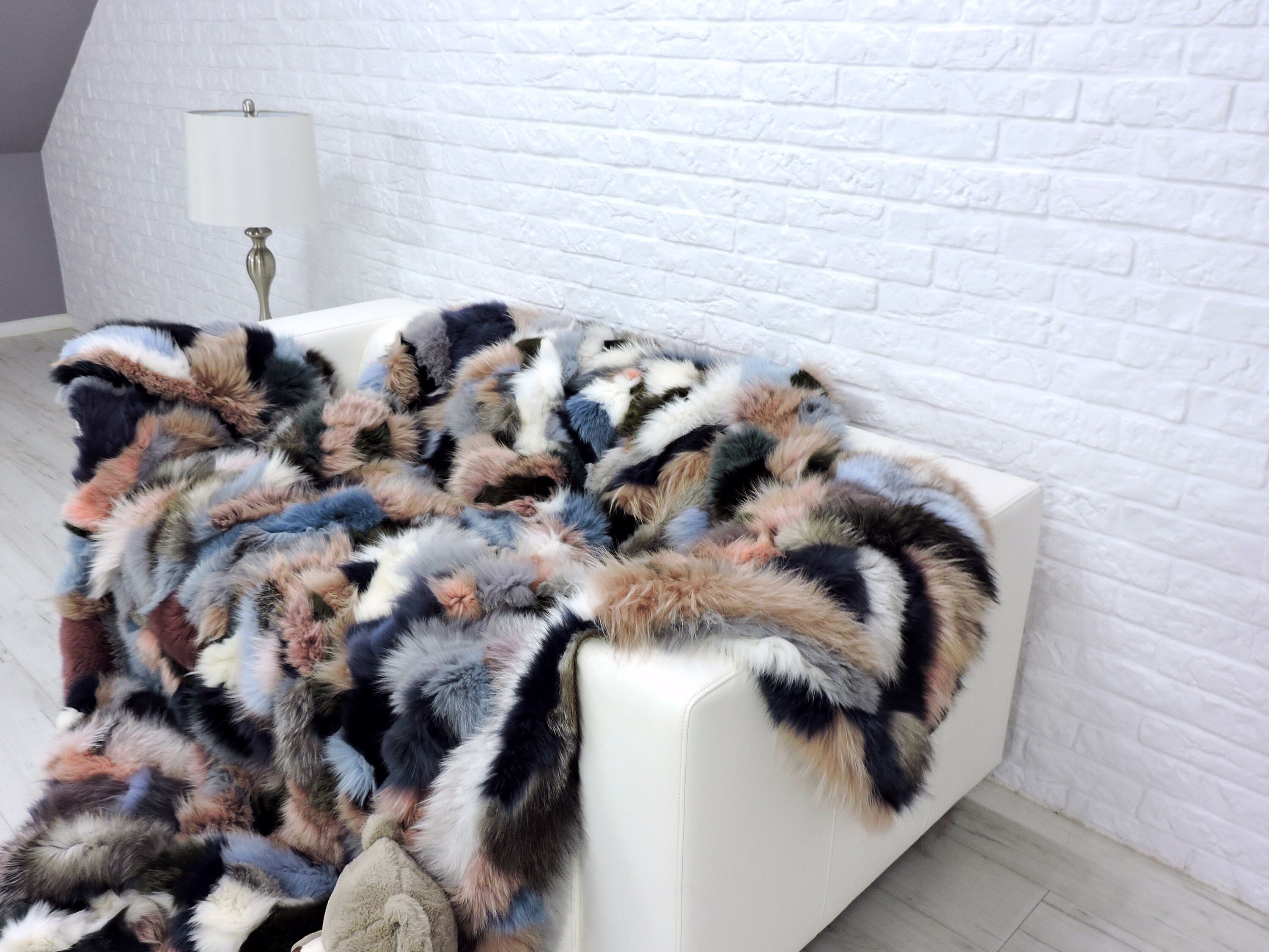 Christmas gift Throw blanket real fox fur blanket real fur Etsy