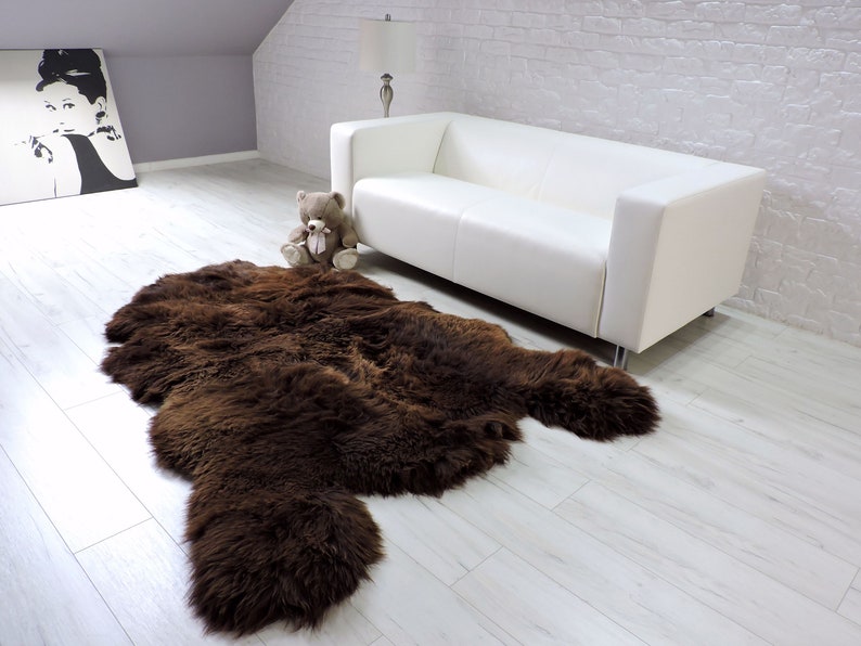 Tappeto Pelle Di Pecora Beige Made In Italy - 100/110 Cm, Morbido E Naturale - Foto 4