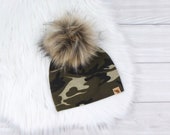 Camouflage Pom Beanie Camo Beanie Pom Pom Beanie Toddler Beanie Newborn Beanie Pom Pom Hat