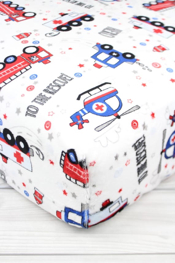 Emergency Vehicles Minky Crib Sheet Or Changing Pad Cover Etsy